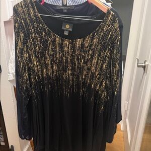JM Collection Black and Gold Blouse